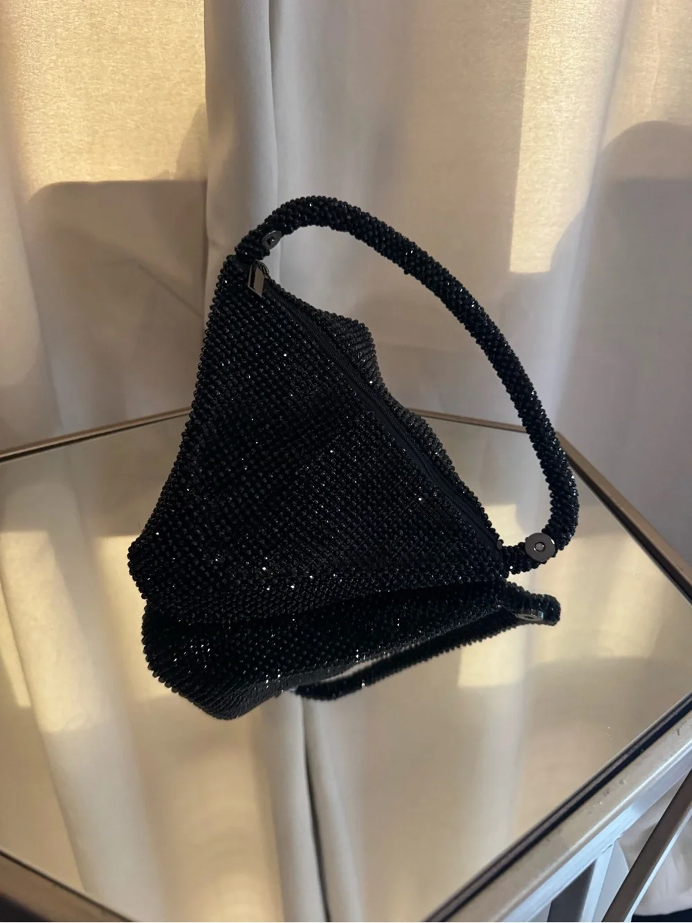 Black Beaded Evening Wristlet